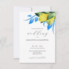 Convite de casamento com limão botânico do código