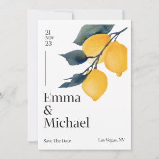 Convite de casamento com linhas limpas e uma desmo