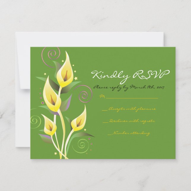 Convite de Casamento com Lírio Calla Flor de Respo (Frente)