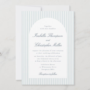 Convite de Casamento com Listras Azuis Claras em A
