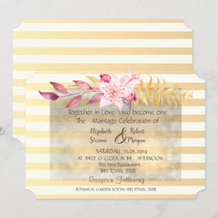 Convite de casamento com listras e flores chic mod