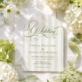 Convite de Casamento com Listras Verdes