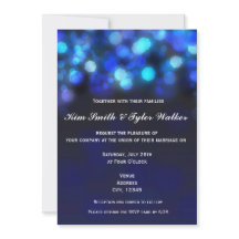 Convite de Casamento com Luz Bokeh Azul Meia-Noite