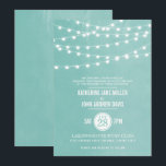 Convite de Casamento com Luzes de Corda de Água<br><div class="desc">Design de convite de casamento de verão moderno e chique com luzes de corda brilhantes e elegantes penduradas no topo e uma mistura clássica de fontes de letra modernas e caligráficas em um fundo de textura de aquarela falsa impressa. Um design simples e elegante, perfeito para o verão! Clique no...</div>