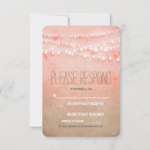 Convite de casamento com luzes de corda e aquarela