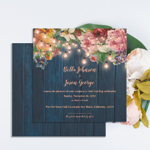 Convite de Casamento com Luzes de Corda Florais em