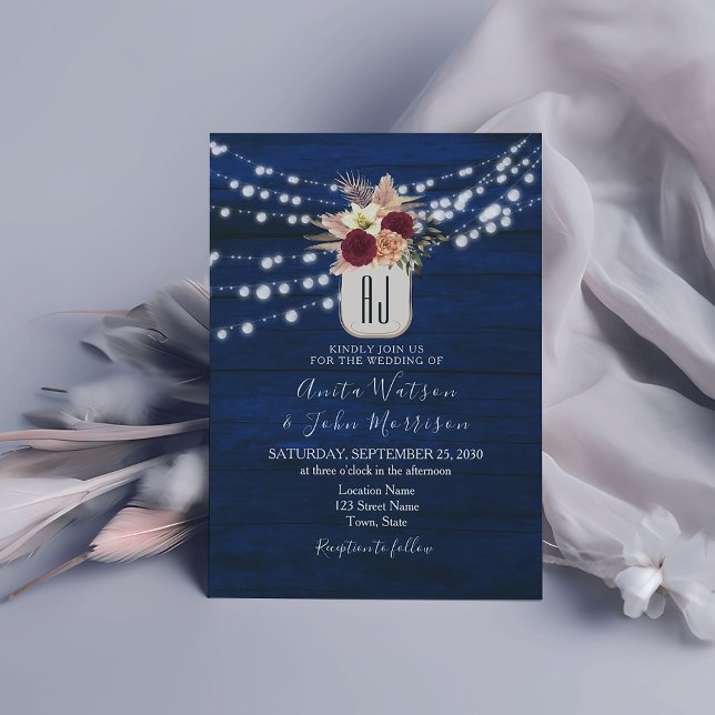 Convite de Casamento com Luzes de Corda Rústicas (Criador carregado)