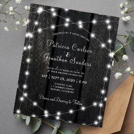 Convite de casamento com luzes de madeira de celei