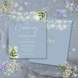 Convite de Casamento com Luzes Florais em Azul Emp