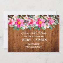 Convite de Casamento com Luzes Florais Rosa em Mad