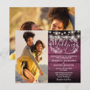 Convite de Casamento com Luzes Rústicas Boho Orçam