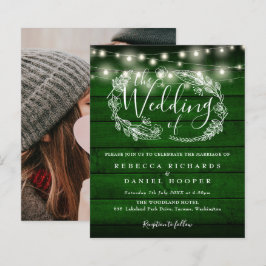 Convite de Casamento com Luzes Rústicas Verdes Orç