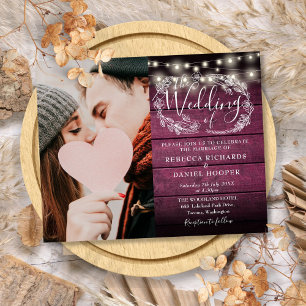 Convite de Casamento com Luzes Rústicas Vermelhas 
