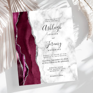 Convite de Casamento com Mármore de Ágata Prata de