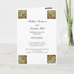 Convite de casamento com menu de recepção Branco