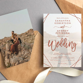 Convite de casamento com moldura boho de terracota
