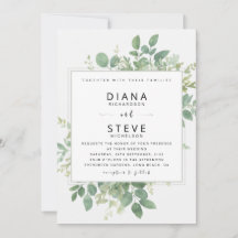 Convite de Casamento com Moldura Botânica em Verde