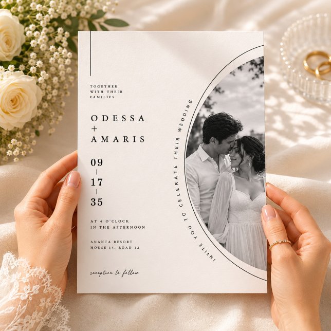 Convite de Casamento com Moldura Circular Elegante (Criador carregado)