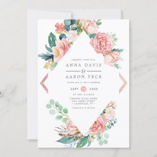 Convite de Casamento com Moldura de Diamante Flora