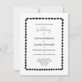 Convite de Casamento com Moldura de Diamante Monoc