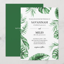 Convite de Casamento com Moldura de Folha de Palme
