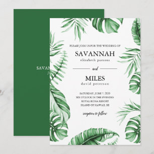 Convite de Casamento com Moldura de Folha de Palme