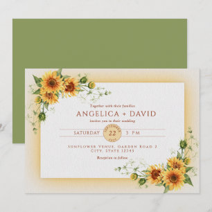 Convite de Casamento com Moldura de Girassol