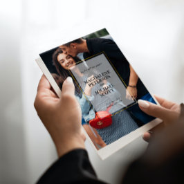 Convite de Casamento com Moldura Dourada e Foto Pe