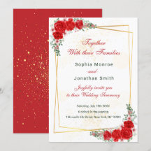 convite de casamento com moldura dourada floral ve