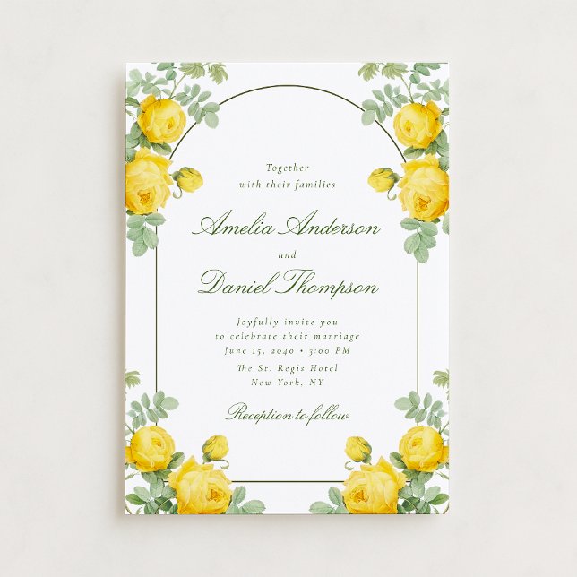Convite de Casamento com Moldura Floral de Rosa Am (Criador carregado)