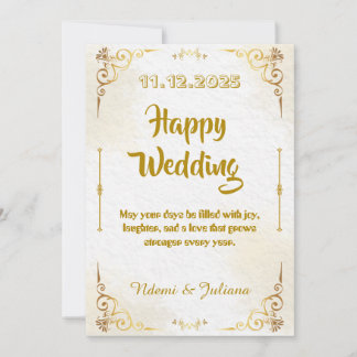 Convite de Casamento com Moldura Ornata em Dourado