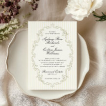 Convite de Casamento com Moldura Ornata Verde Sálv