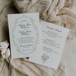 Convite de Casamento com Moldura Ornata Verde Sálv