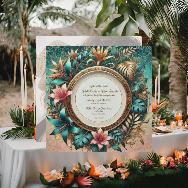 Convite de Casamento com Moldura Redonda Elegância (Criador carregado)