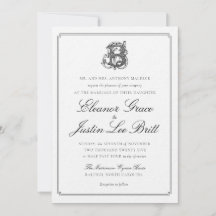 Convite de Casamento com Monograma "B" Preto