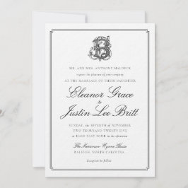 Convite de Casamento com Monograma "B" Preto