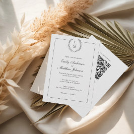 Convite de Casamento com Monograma Black Laurel e