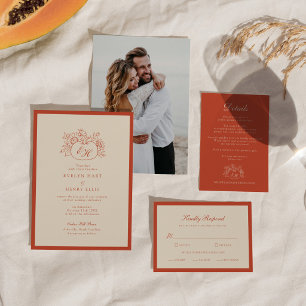 Convite de Casamento com Monograma de Abóbora de T