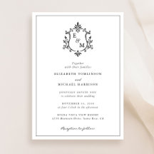 Convite de Casamento com Monograma de Brasão Elega