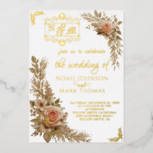 Convite de Casamento com Monograma de Caligrafia R