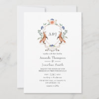 Convite de casamento com monograma de carvalho flo