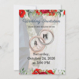 Convite de Casamento com Monograma de Casal Floral