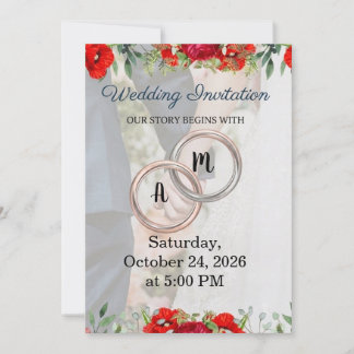 Convite de Casamento com Monograma de Casal Floral