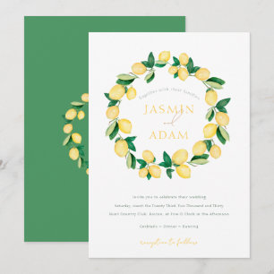 Convite de Casamento com Monograma de Coroa de Lim