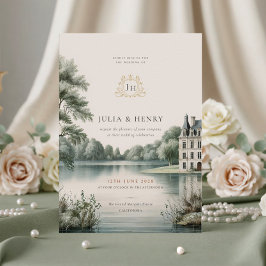 Convite de Casamento com Monograma de Elegante Cas