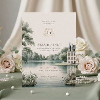Convite de Casamento com Monograma de Elegante Cas