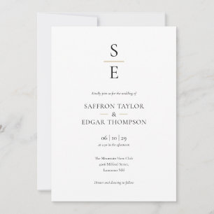 Convite de Casamento com Monograma de Iniciais Min