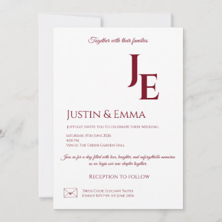 Convite de Casamento com Monograma Elegante Estéti