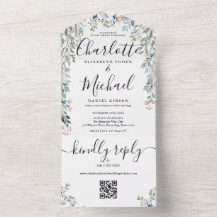 Convite de Casamento com Monograma em Letra Floral