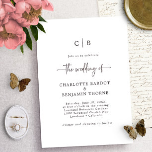 Convite de Casamento com Monograma em Script